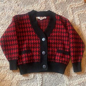 Vintage Pure Wool Houndstooth Cardigan EUC